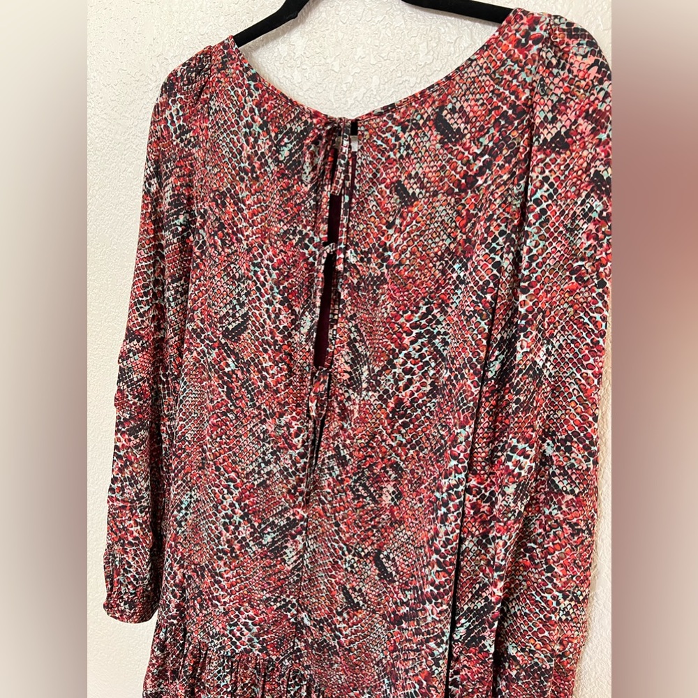 New Nicholas Devan Gathered Snake-Print Crepe Min… - image 8